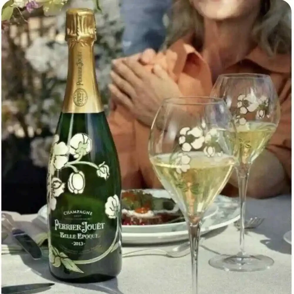 Perrier Jouet Verre Belle Epoque Hand Painted Animone Grand Champagne 6pc Set